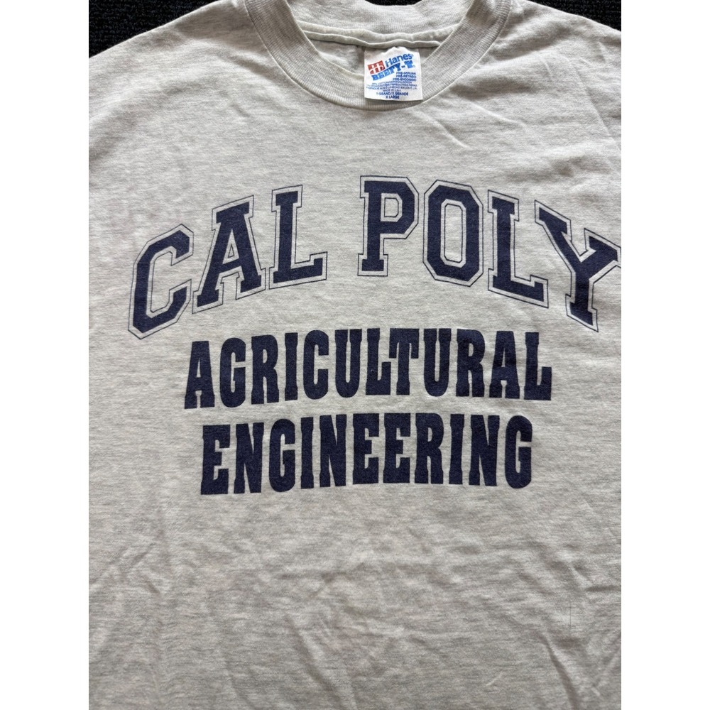 Vintage Cal Poly Ag Engineering USA T-Shirt Mens XL Gray Excellent Hanes beefy - Picture 4 of 6